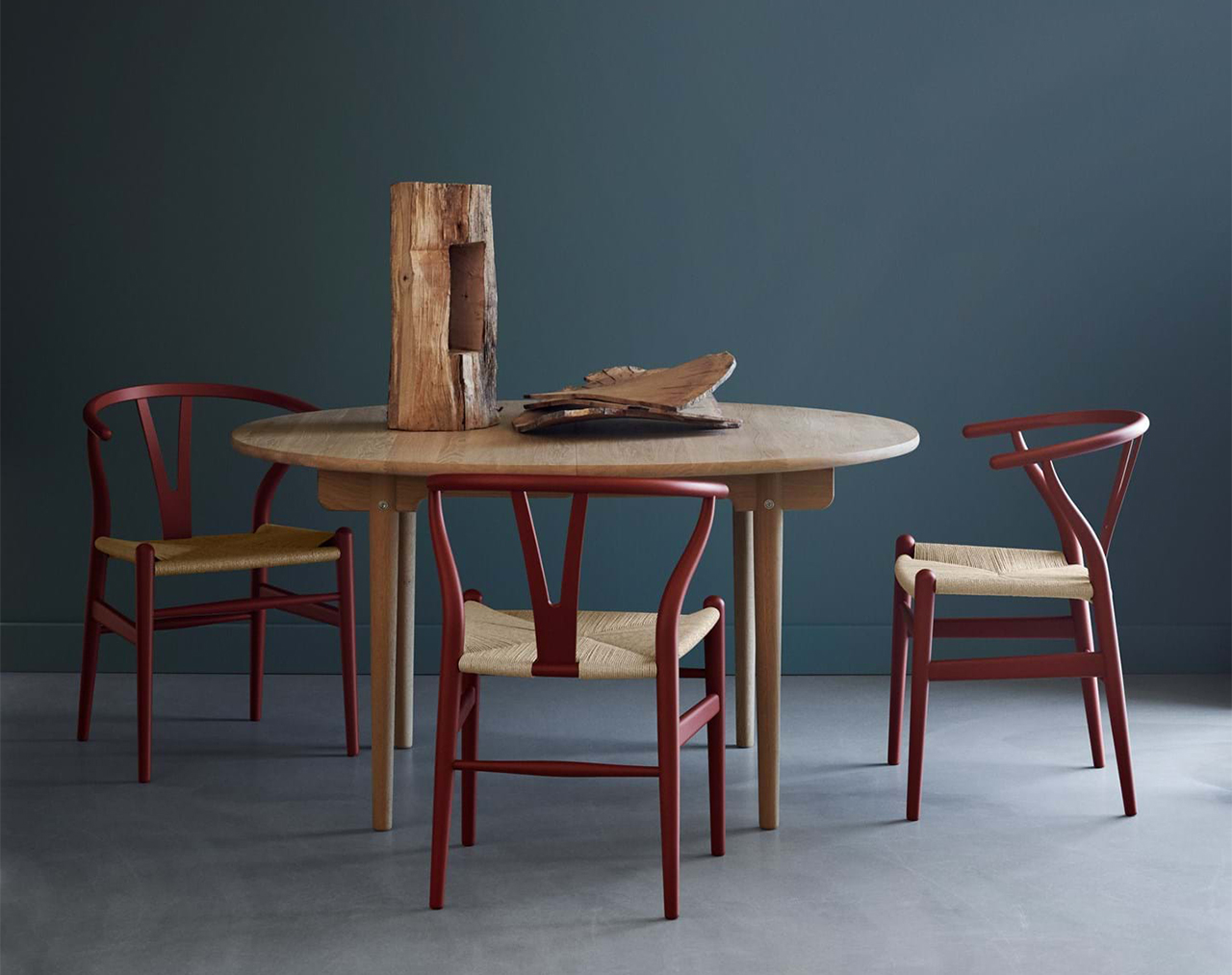 Red cheap wishbone chair