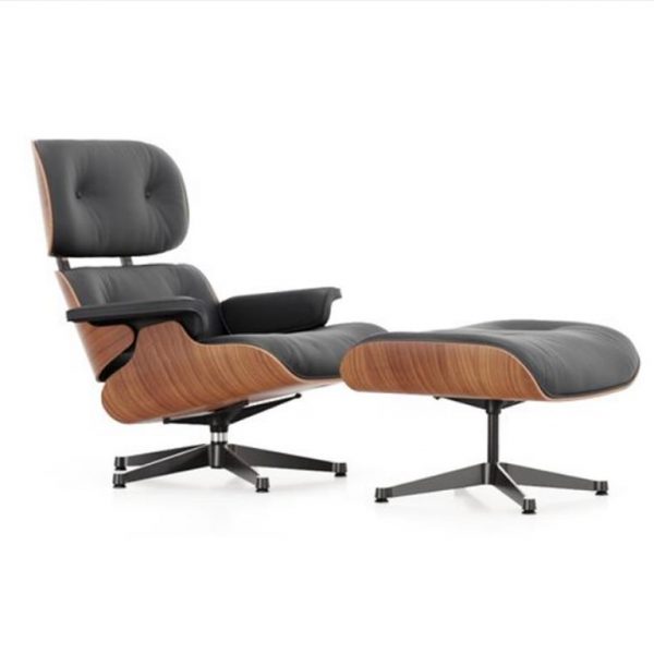 Lounge-Chair-Ottoman-American-Cherry-Black-Leather-Premium