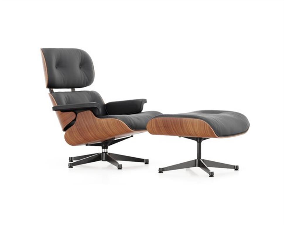 Lounge-Chair-Ottoman-American-Cherry-Black-Leather-Premium