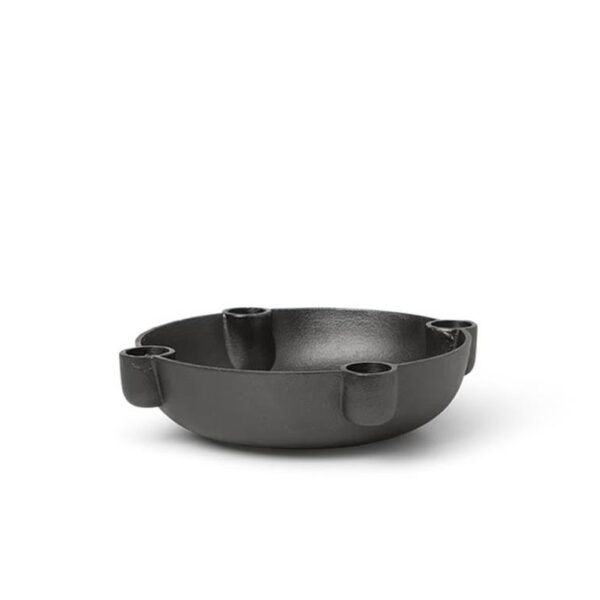 Bowl-Candle-Holder-Blackened-Aluminium--Medium