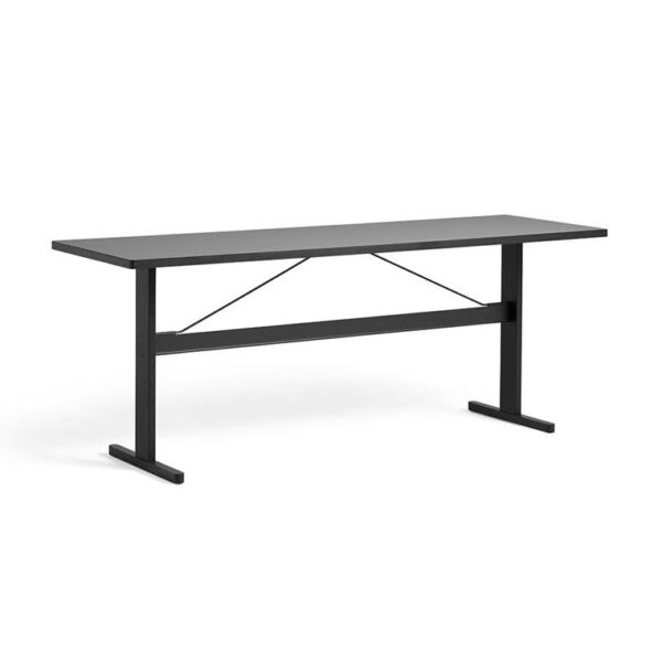 Passerelle-High-Table-Ink-Black-Lacquered-Oak--Ink-Black-Crossbar--Grey-Linoleum--L250