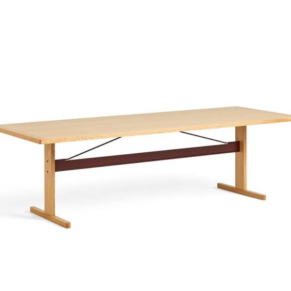 Passerelle-Table-Oak--Burgundy-Red-Crossbar--L260