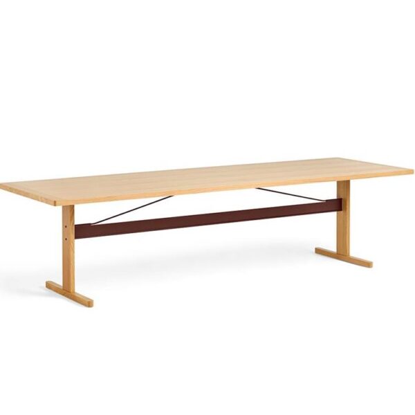 Passerelle-Table-Oak--Burgundy-Red-Crossbar--L300