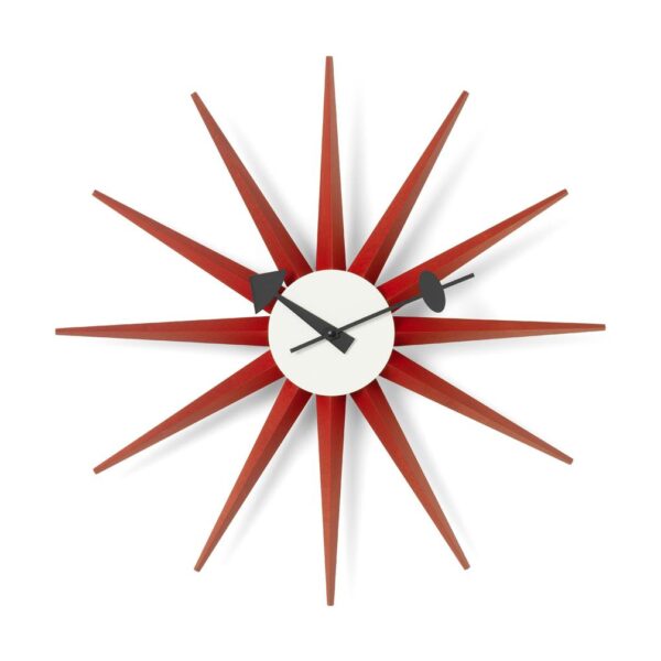 Sunburst-Clock-Red