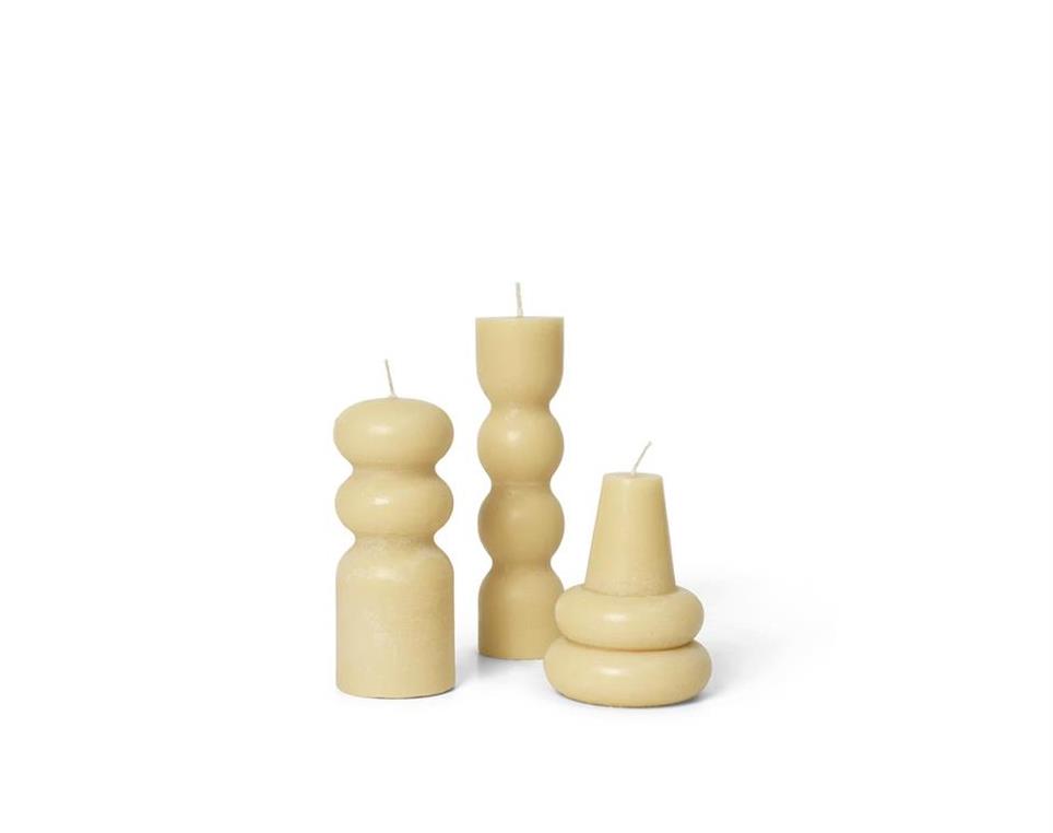 Torno-Candles-Set-of-3--Pale-Yellow