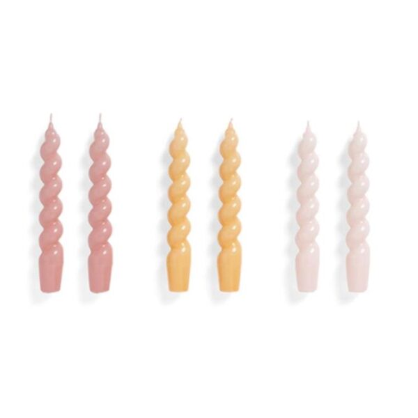 Candle-Spiral-Set-Of-6-Dark-Rose-Dark-Peach-L-Rose