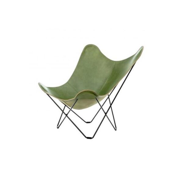 Butterfly-Chair-Grass-Green-Leather--Black-Base