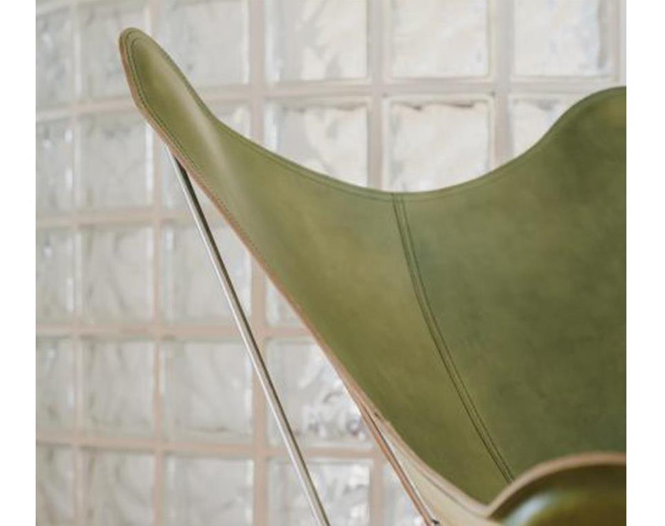 Butterfly-Chair-Grass-Green-Leather--Black-Base
