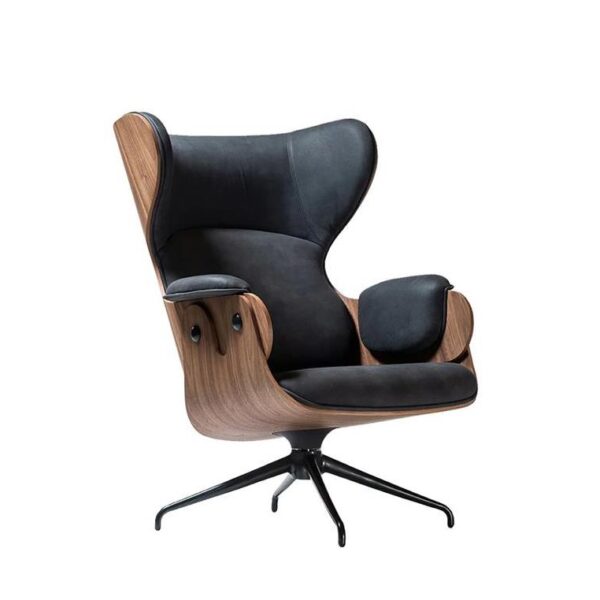 Lounger-Armchair-Walnut-Natural--Black-Leather