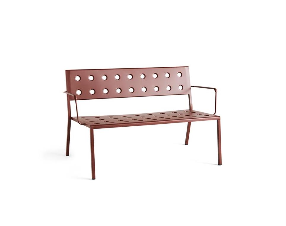 Balcony-Dining-Bench-Armrest-Iron-Red