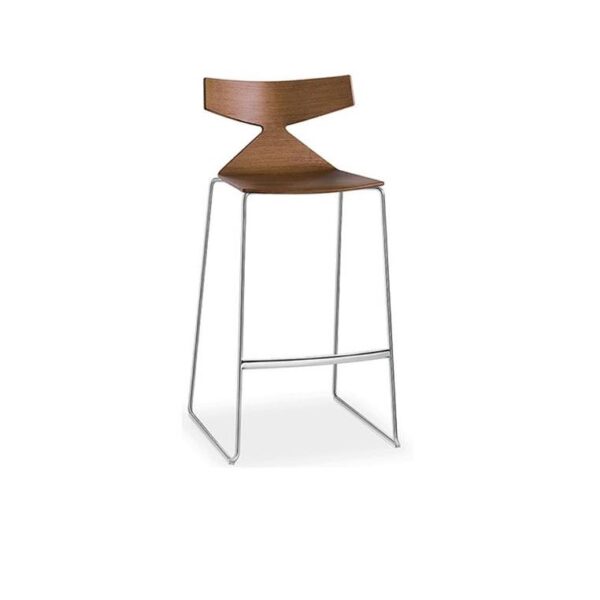 Saya-Counter-Stool-Walnut--Chromed-Steel-Sled-Base