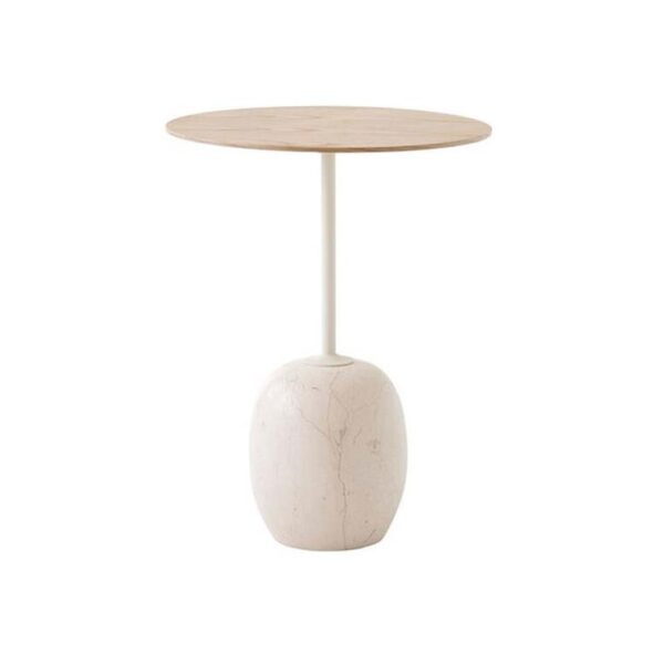 Lato-Table-LN8-Ø40cm-Lacquered-Oak-w-Crema-Diva-Marble