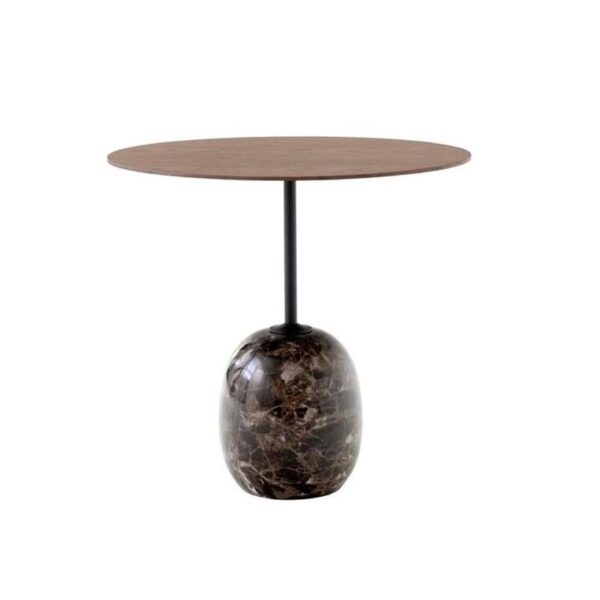 Lato-Table-LN9-Round-Ø50cm-Lacquered-Walnut-w-Emparador-Marble