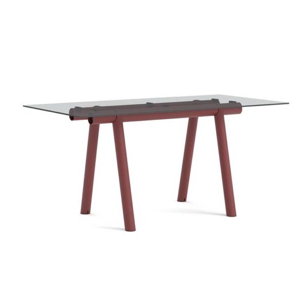 Boa-Table-1100-Barn-Red-Frame--Clear-Glass--H105