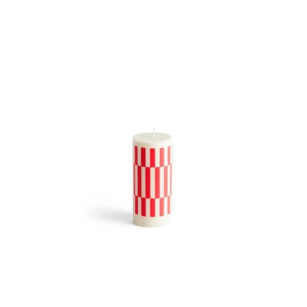 Column-Candle-Small--Off-White-Red