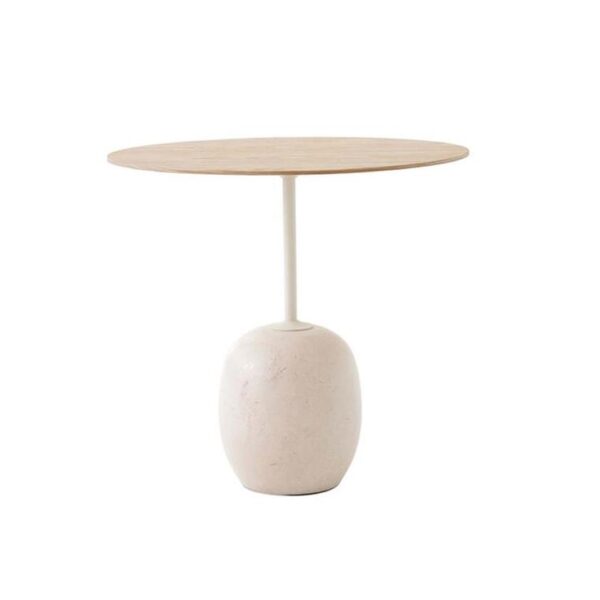 Lato-Table-LN9-Round-Ø50cm-Lacquered-Oak-w-Crema-Diva-Marble