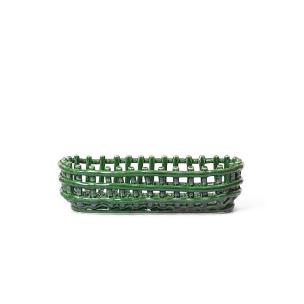 Ceramic-Basket-Oval--Emerald-Green