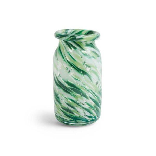 Splash-Vase-Roll-Neck--Small--Green-Swirl