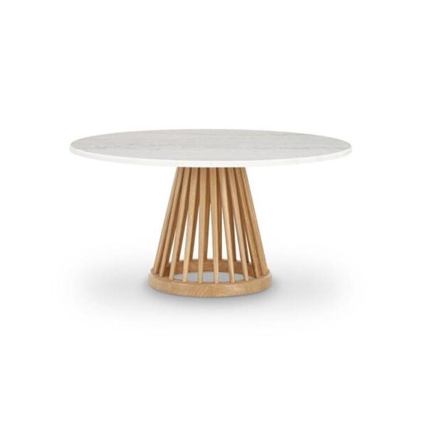 Fan-Table-Natural-Base--White-Marble--Top-90