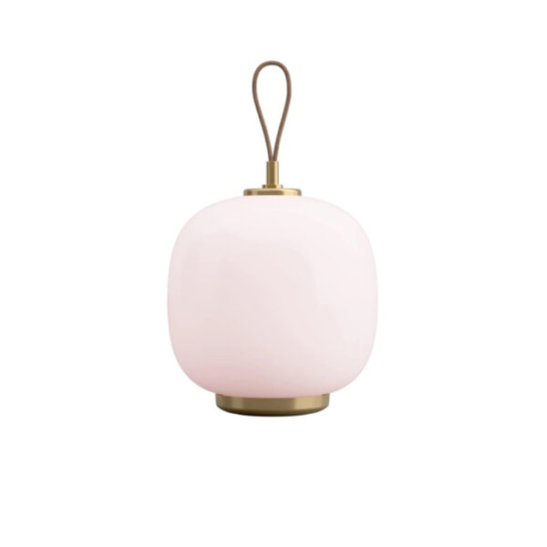 VL 45 Radiohus Portable Lamp / Brass Glossy Pale Rose Glass
