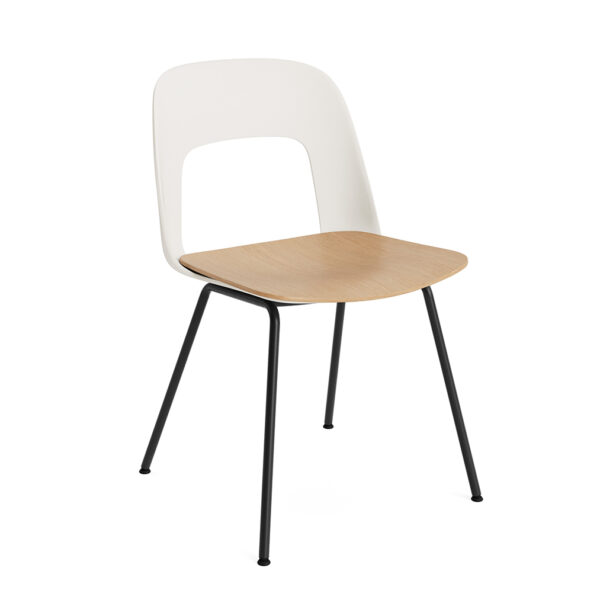 Layout Chair 112 / Black Base / Cream White / Oak Veneer Seat