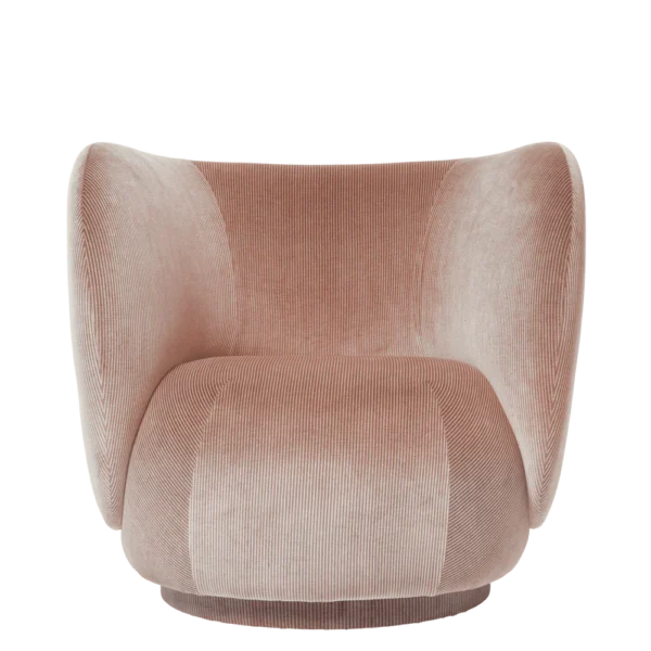 Rico Lounge Chair - Swivel - Devoré Velvet - Blush