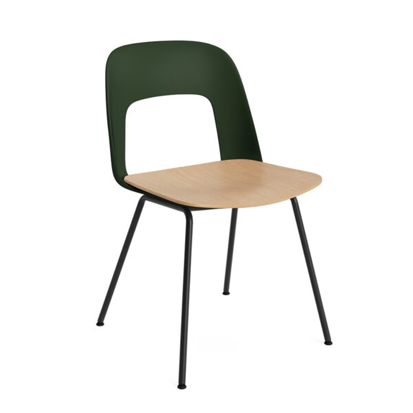 Layout Chair 112 / Black Base / Bottle Green / Oak Veneer Seat