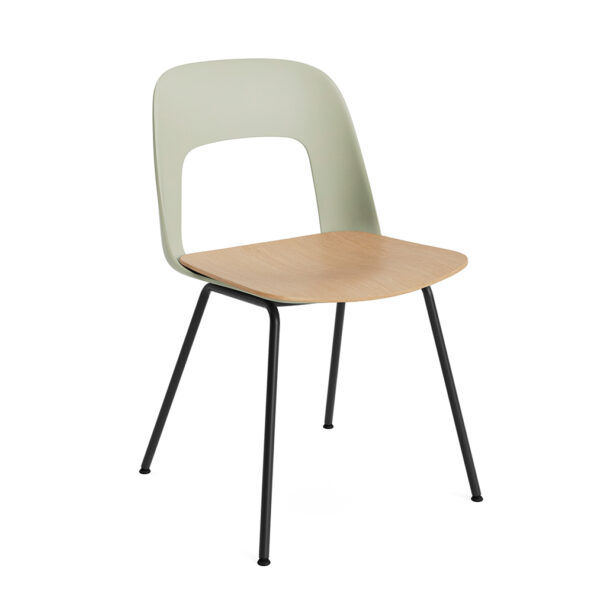 Layout Chair 112 / Black Base / Pastel Green / Oak Veneer Seat