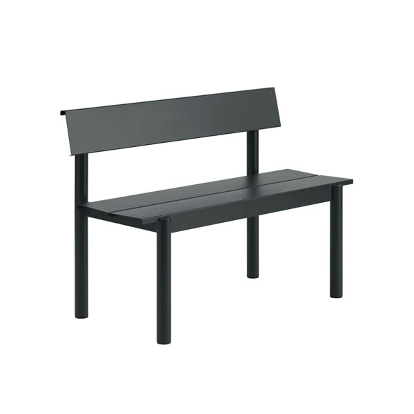Linear Steel Bench With Backrest / Anthracite Black