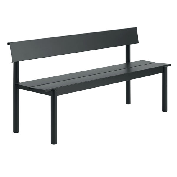 Linear Steel Bench With Backrest / Anthracite Black / 170