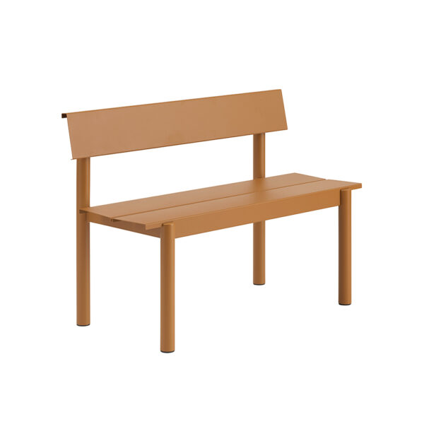 Linear Steel Bench With Backrest / Burnt Orange