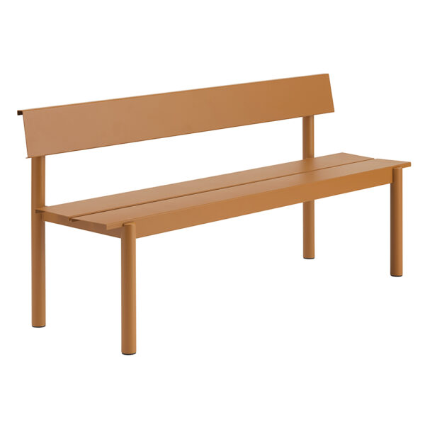 Linear Steel Bench With Backrest / Burnt Orange / 170