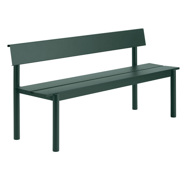 Linear Steel Bench With Backrest / Dark Green / 170