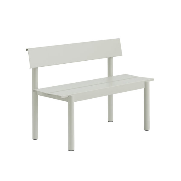 Linear Steel Bench With Backrest / Grey