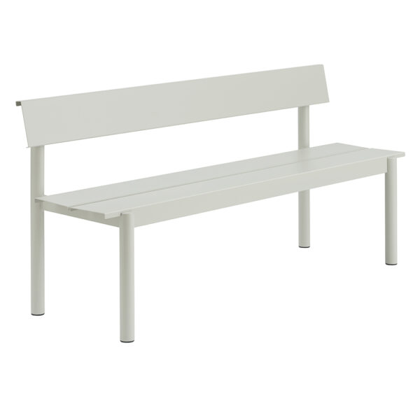 Linear Steel Bench With Backrest / Grey / 170