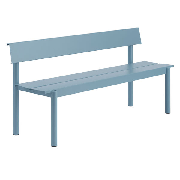 Linear Steel Bench With Backrest / Pale Blue / 170