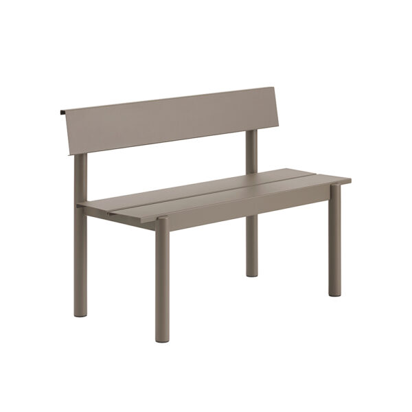 Linear Steel Bench With Backrest / Taupe