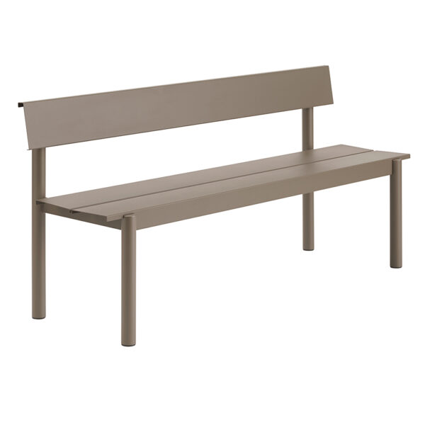 Linear Steel Bench With Backrest / Taupe / 170