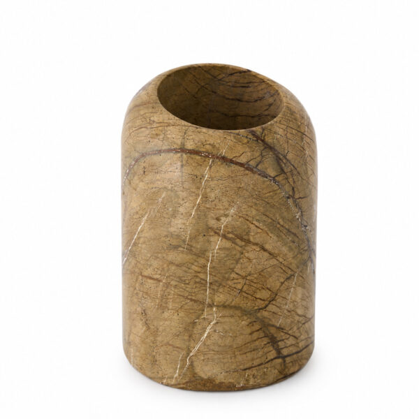 Boulder Wide Vase / Hand Turned Forest Brown Marble